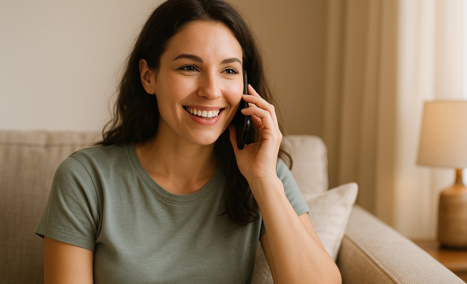 Smiling patient calling Dr. Raffi General & Implant Dentistry to schedule a visit